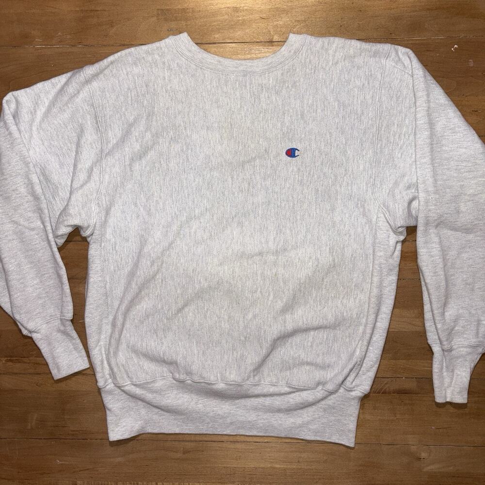 Vintage 90s Champion Reverse Weave Crewneck Heather Grey Large Made in USA XXL